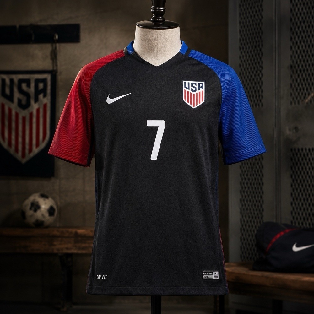 Nike USA Soccer Bobby‎ Wood #7 Jersey Men Medium Black Dri Fit USMNT 2016 M
